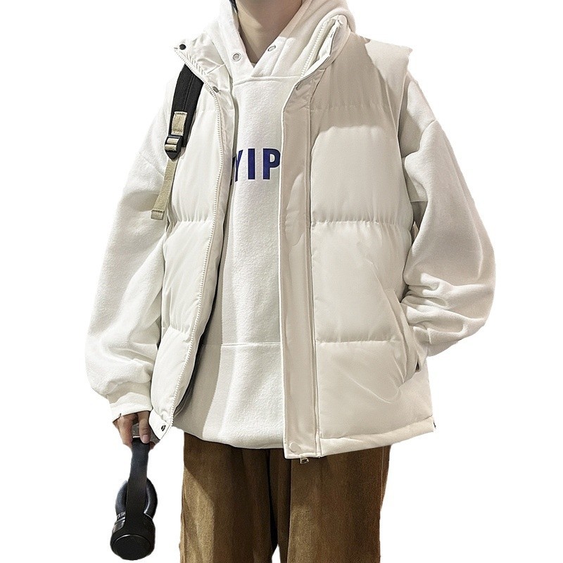 M - 8XL marca de moda chaleco de algodón de plumón hombre americano otoño invierno chaleco de hombro de gran tamaño grueso abrigo de cuello caliente