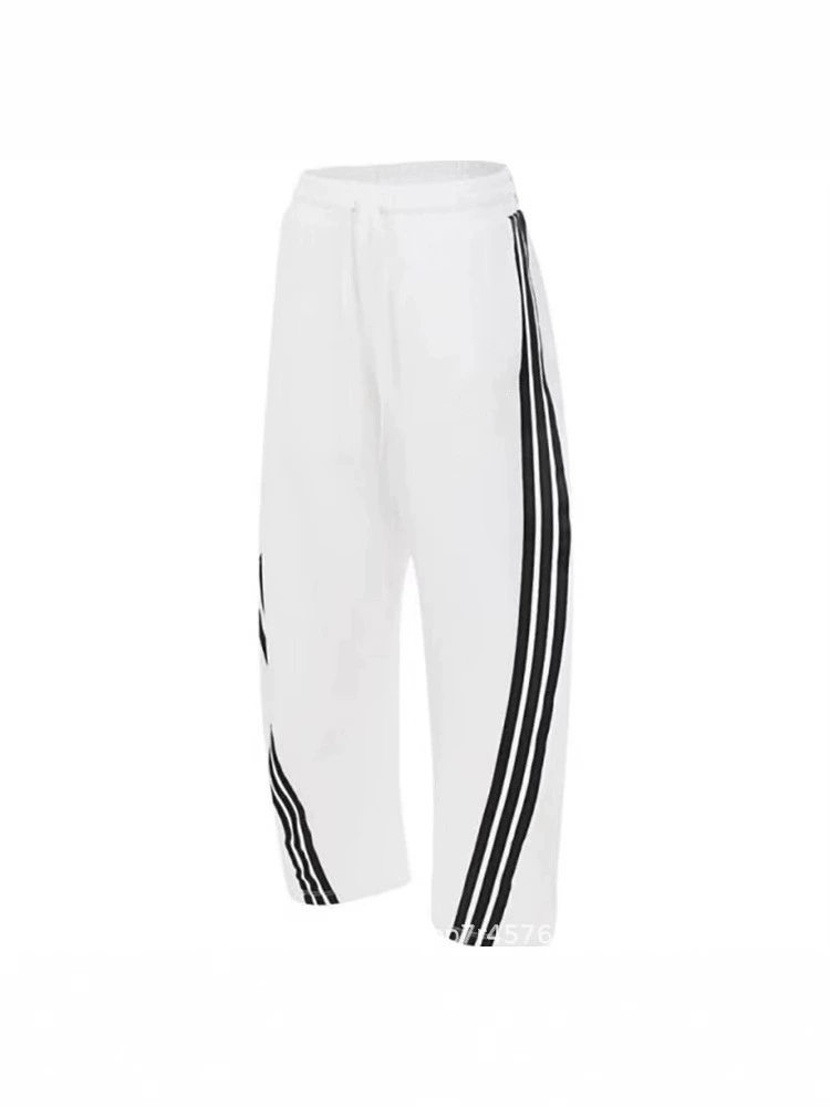 Модные спортивные осенние брюки для отдыха, высокая талия, oversize