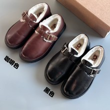 冬季新款慵懒休闲马皮加绒极光鞋雪地靴 羊皮毛一体勃肯鞋棉鞋女