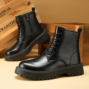 Men's Shoes Autumn New High-top Martin Boots British Style Retro Thick Tooling Shoes Men's Casual All-match Leather Shoes