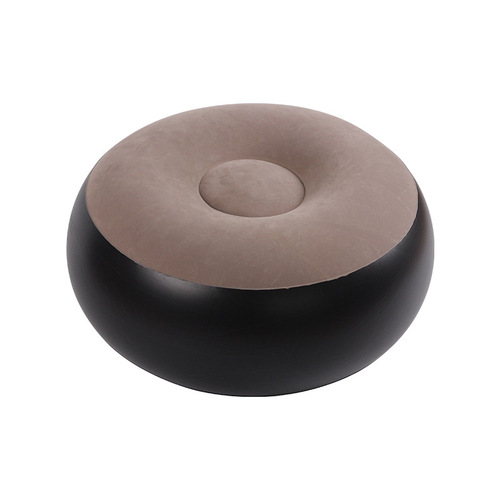 Thickened lazy inflatable sofa footrest, foldable deck chair outdoor footrest, flocked footrest, inflatable round stool