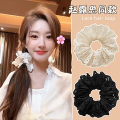 赵露思同款蕾丝发圈丸子头发绳高级感大肠发圈绑头发头花发饰批发