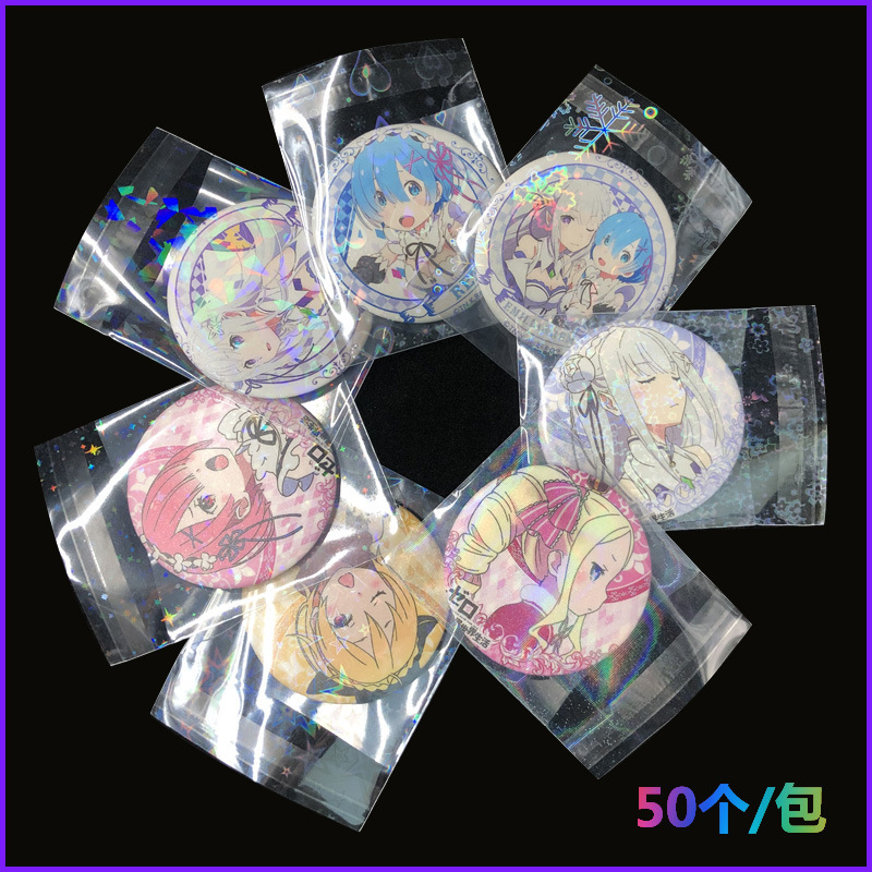Laser Self-Adhesive Bag Badge Holder Badge Pendant Anime Storage Transparent Ziplock Bag Zipper Type