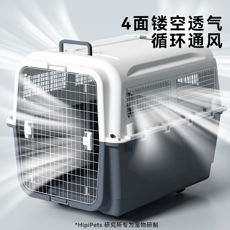 Caja de transporte de perros de mascotas, caja de transporte de perros, jaula de gato y perro, transporte de perros grandes, cabello dorado para China Airlines.