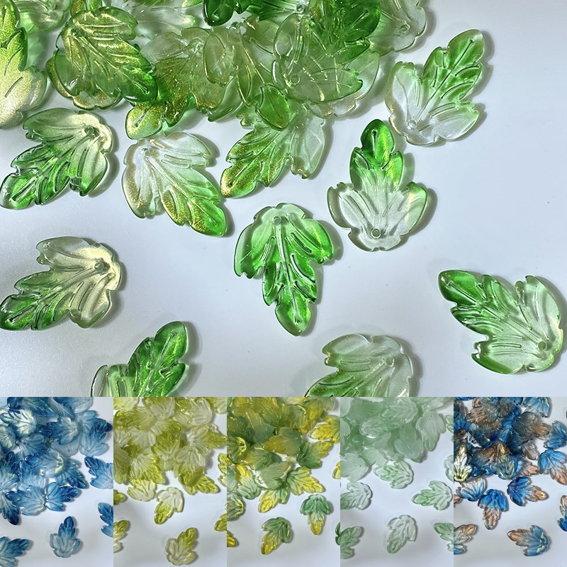 批发19x26mm琉璃菊花叶树叶子diy手工制作汉服头饰古风发簪材料
