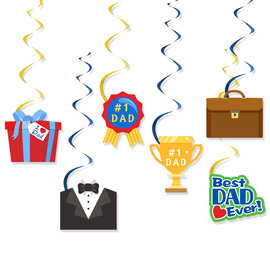 跨境父亲节主题派对室内装饰螺旋挂饰奖杯公文包父亲节快乐吊饰