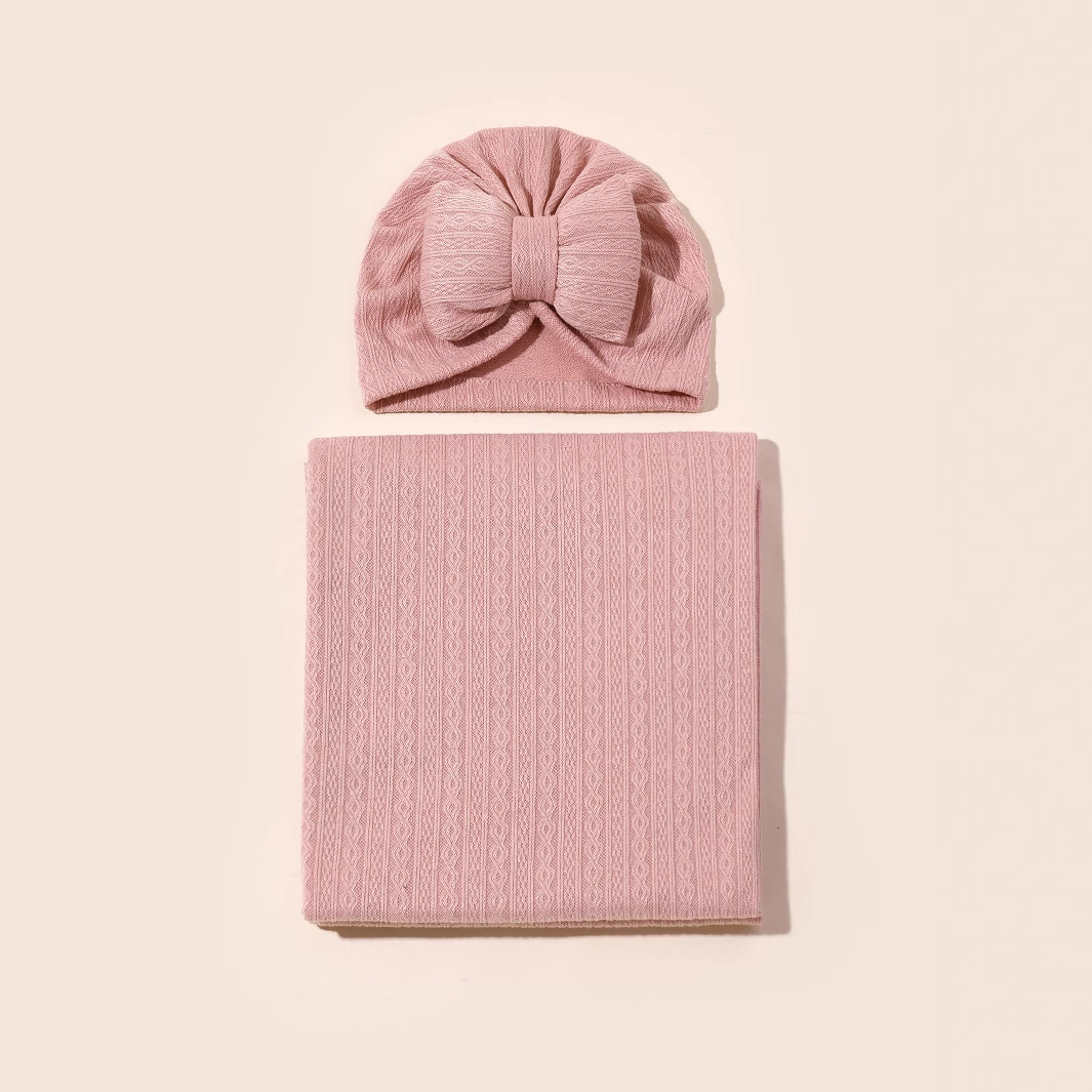 New Cross-Border Baby Swaddling Blanket Set Newborn Hat and Blanket Baby Blanket Foreign Trade Supply