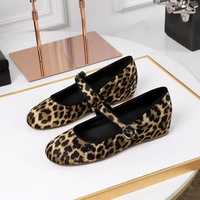 2817 style retro leopard print fashionable round toe shallow mouth straight buckle with increased comfort inside, high-end single shoe for women