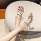Refined High-end Slippers Women's 2025 New Arrival Spring, Summer and Autumn Fashionable All-match Chunky Heel Rhinestone Sandals and Slippers for Women