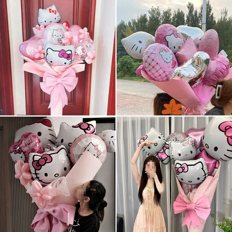 Hello Kitty, шарик, набор материалов, ракетка, букет