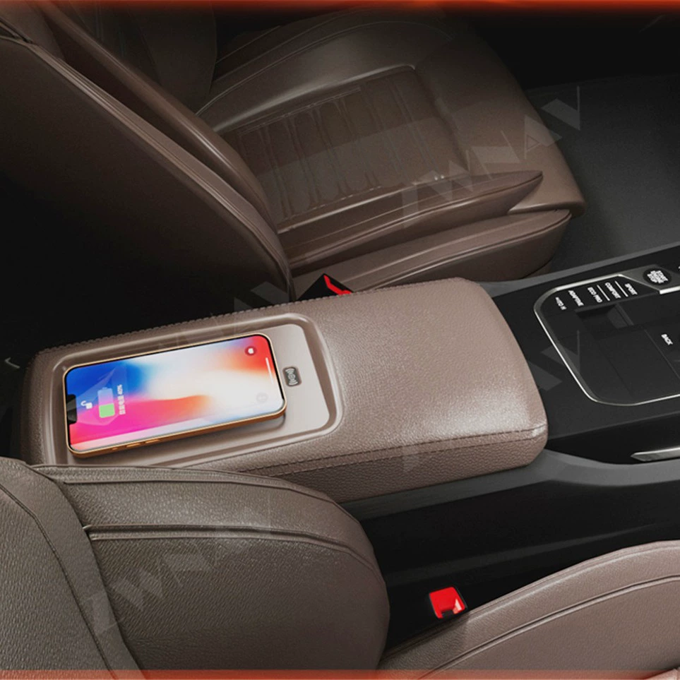 Подходит для нового высококачественного автомобильного беспроводного зарядного устройства BMW 3 серии, из натуральной кожи, устройства платы быстрой зарядки