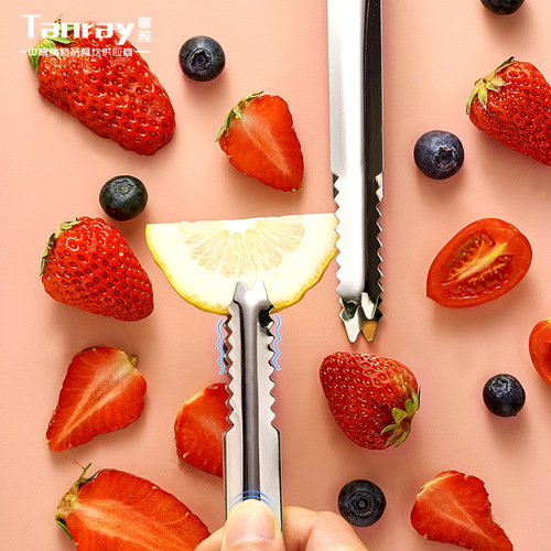 Tangya stainless steel ice clip thickened and lengthened non-slip milk tea shop multifunctional ice cube lemon sugar cube food clip wholesale