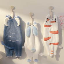 萌趣动物背影珊瑚绒擦手巾创意可爱挂式毛巾吸水速干家用挂式手帕