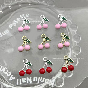 Cute Cherry Cartoon Oil-Drip Alloy Nail Art Accessories 2025 Spring and Summer New Korean Style Girl Nail Art Accessories