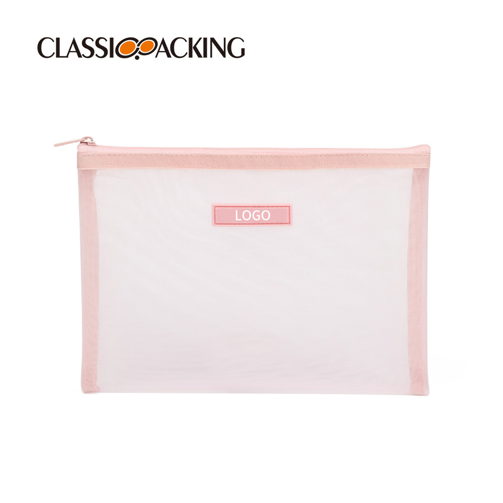 Bolsa de cremallera de suministro directo de fábrica bolsa de almacenamiento de cosméticos de gran capacidad bolsa de malla de productos de cuidado de la piel multifuncional se puede imprimir logotipo