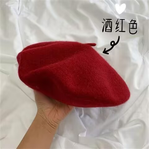 新しい秋と冬の女性の帽子韓国スタイル無地ファッションドーム立体ウールベレー帽カボチャ英国画家|undefined