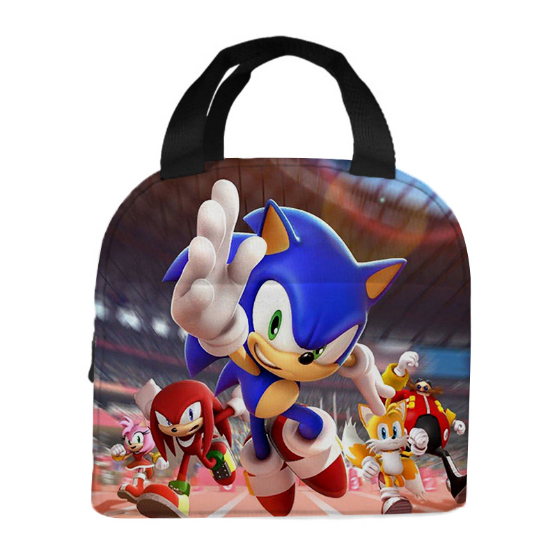 Cross Border Printed Hedgehog Sonic Sonic Cartoon Tote Bag Children's Lunch Bag Large Capacity Insulation Bag for Hair