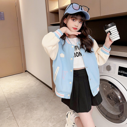 Girls' Baseball Uniforms Autumn Clothing  New Autumn Korean Style Cartoon Jackets Girls Children's Clothing Girls Jackets