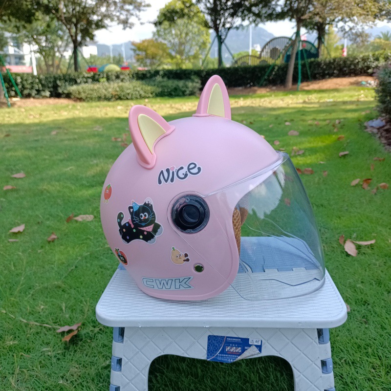3C Certified Electric Vehicle Helmet for Kidsren Aged 1-8 Years Old, Battery Motorcycle Autumn and Winter Cotton Warm Sun Protection Safety Helmet