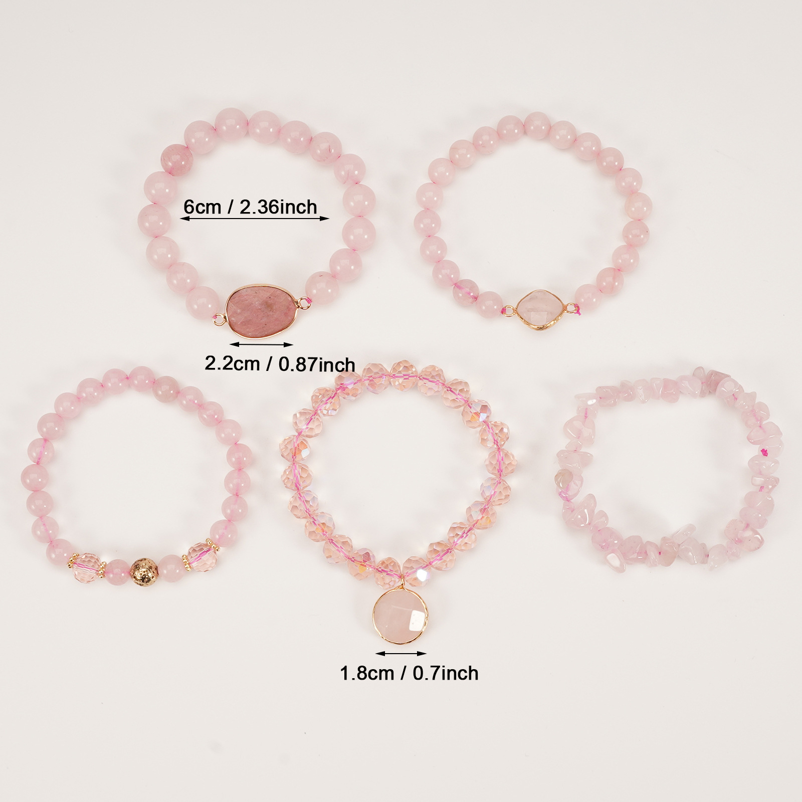 Ventas transfronterizas de estilo bohemio superpuesto conjunto de piedra natural rosa verde Dongling composición de piedra volcánica