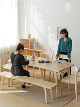 日式白蜡木餐桌民宿饭店小户型饭桌书房书桌家用原木工作台长桌子