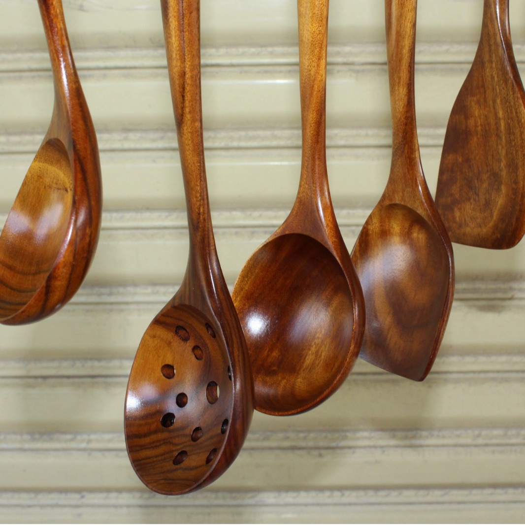 Madera de Acacia mango grueso pala de madera cuchara de madera sartén antiadherente espátula de cocina cuchara de madera mango largo cuchara de sopa cuchara de gachas