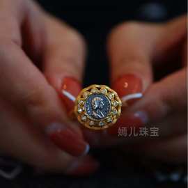 （预售）复古银币戒指通体S925银镀金分色电镀活口设计可调节圈口