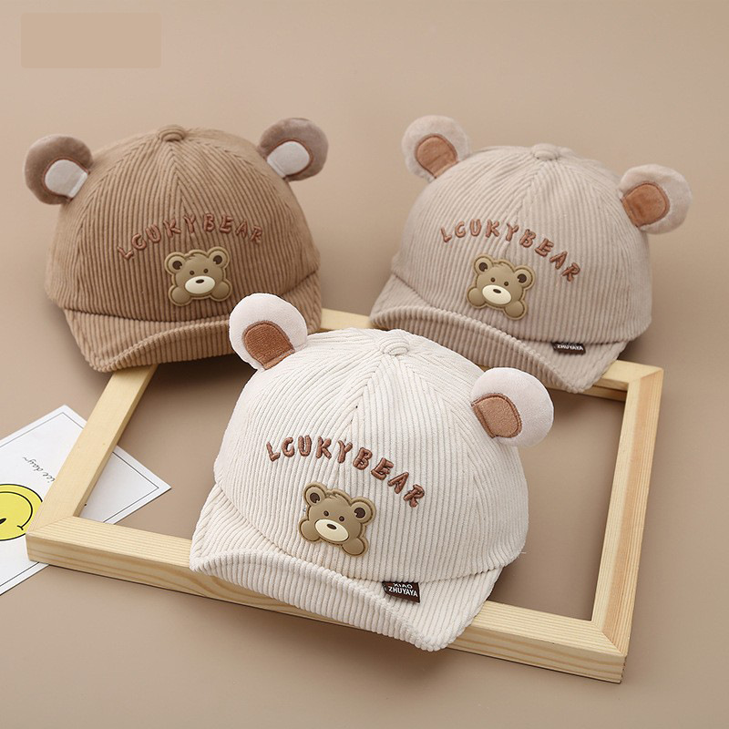 Sombrero para bebés otoño y invierno grueso para bebés masculinos y femeninos primavera y otoño lindos osos sombreros de protección solar