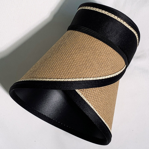 New hat women's straw summer empty top hat sun protection black plastic outdoor sun protection hat sunshade sports fisherman hat wholesale