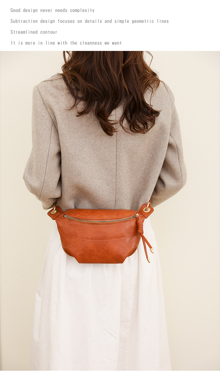 Street, Shopping Occasion Women's Pu Leather Solid Color Vintage Style Classic Style Square Zipper Crossbody Bag Fanny Pack