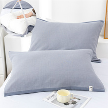 ✅纱布枕巾纯棉双人家用加厚纯色单人耐脏防滑绑带枕头巾厂直