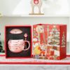 Relief planet Christmas ceramic cup with lid, a Christmas gift Mark Cup gift box for girl holiday gift cup