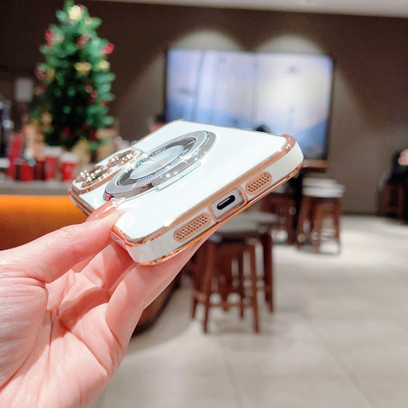 Magnetic electrodeposición amor con soporte para iPhone18Promax caso de teléfono 18 manzana 17 juegos suave 16 a prueba de caídas