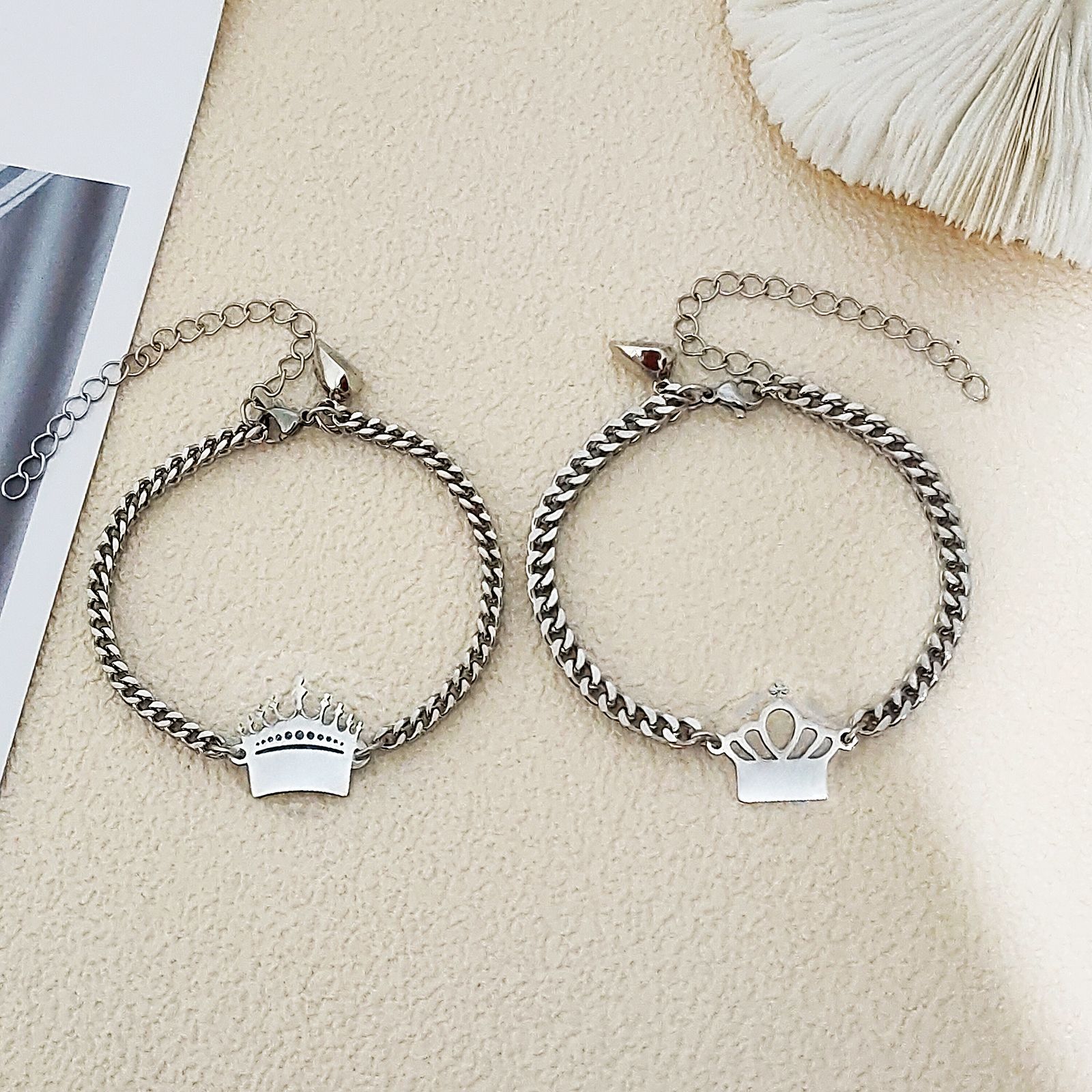 Fashion Tree Crown Stainless Steel Bracelets 2 Pieces