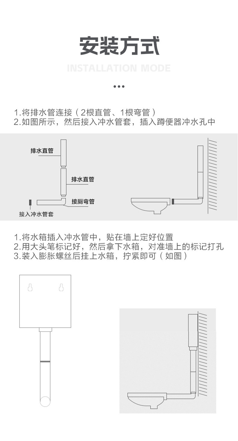Supply toilet water tanks, toilet flushing tanks, bathroom squat toilets, squat toilet water tanks, thickened wall-mounted toilet water tanks undefined