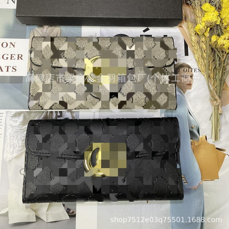 Classic All-match Fashion GG Series Wallet Long Triple Folding Multi-card ID Card Bag Embossed Printed Clutch Bag