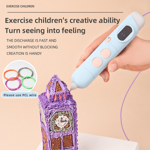 Cross-border charging low-temperature 3D printing pen for children, creative 3D stereoscopic painting pen, long-lasting doodle pen set