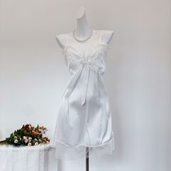 【斬男風】夏純情サスペンダードレスネグリジェ氷と雪のシルク韓国レースリボンホーム服薄手