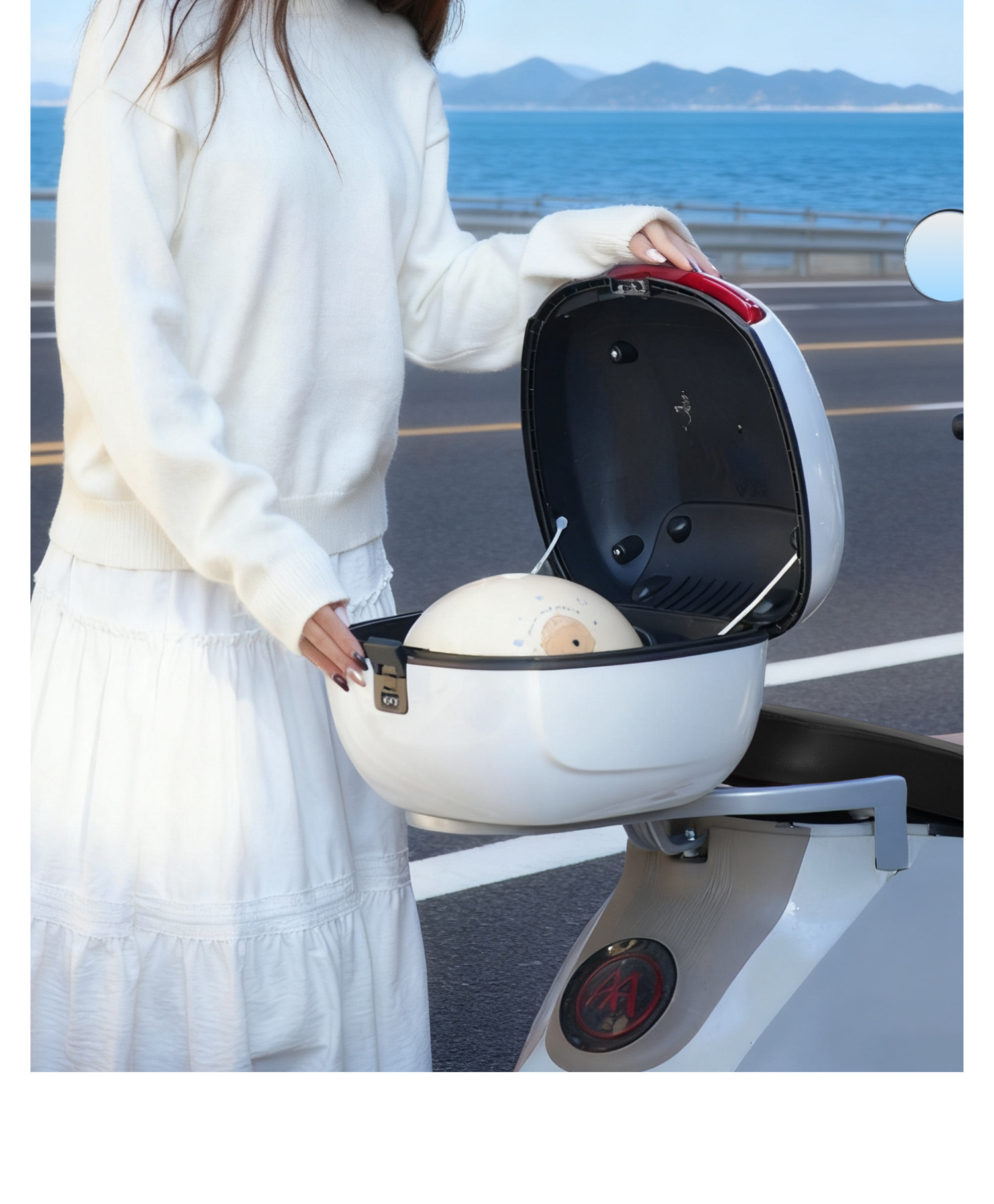 Suitable for Aima Luna Electric Vehicle Trunk, Favorite Qb33 Rear Trunk, Ab61 Password Storage Box, Backrest Expansion