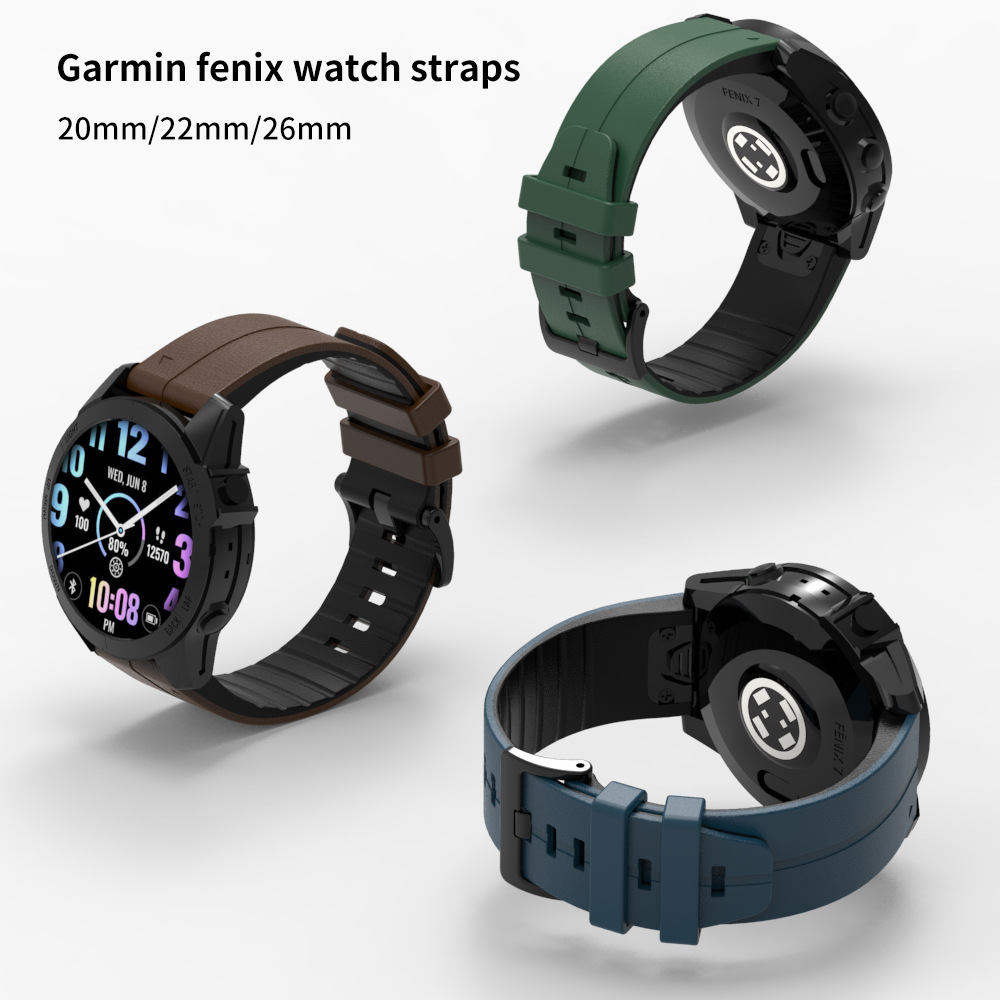 Suitable for Garmin Watch Straps, Compatible with Fenix5/6/7/7S/7X Straps, Fenix Tpu Leather Texture Quick-Release Wrist Strap