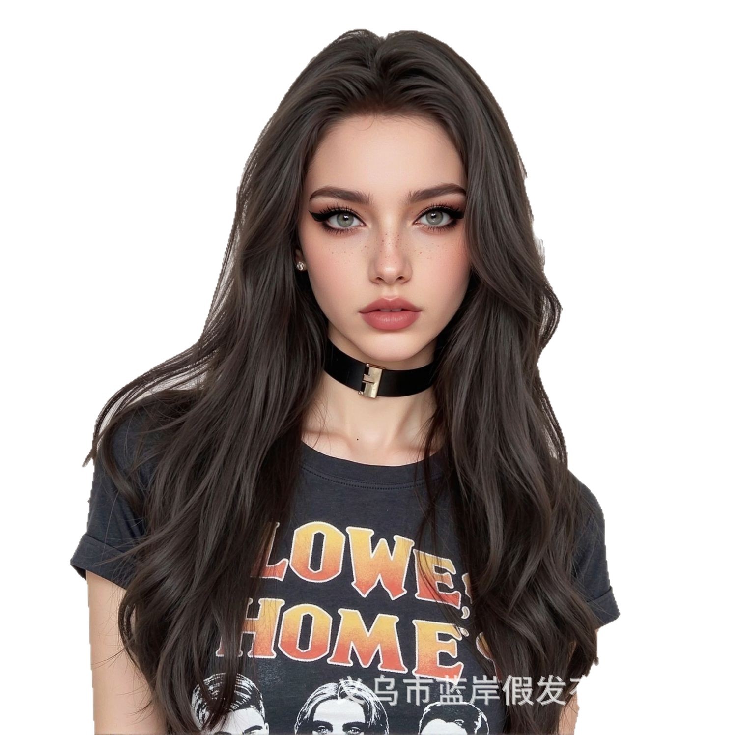 Amazon Venta caliente cubierta de la cabeza completa medio negro marrón grande ola 24 pulgadas mate alta temperatura seda peluca europea y americana para las mujeres