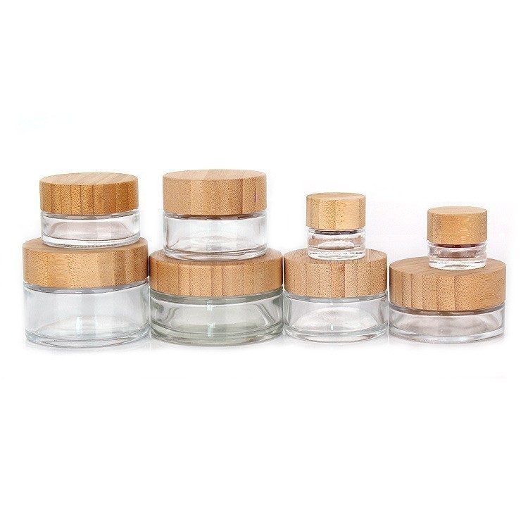 3g/5g/7g/圆形眼霜瓶 竹木盖玻璃瓶 压旋盖玻璃瓶 大麻瓶 烟膏瓶