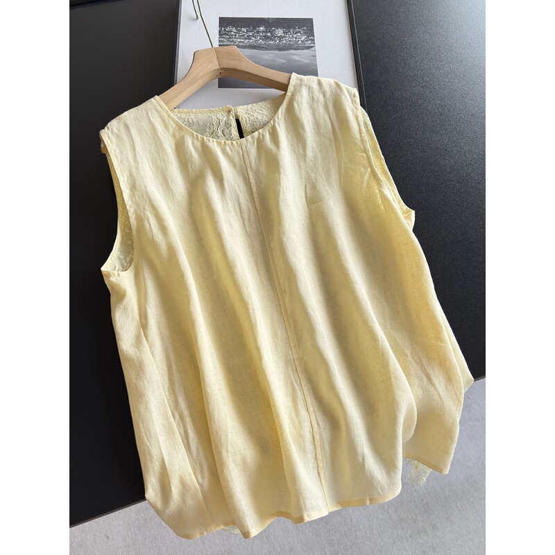 2026 Linen Lace Lining Slim-Fit Sleeveless T-Shirt, Summer Thin Tank Top, Short Top Wholesale H01Ft6073 2026 Linen Lace Lining Slim-Fit Sleeveless T-Shirt, Summer Thin Tank Top, Short Top Wholesale H01Ft6073