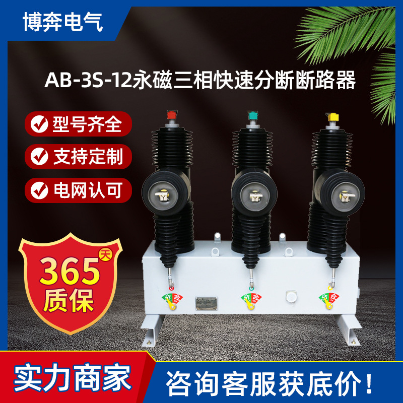 AB-3S-12/630A永磁三相快速分断高压10KV真空断路器开关高分断