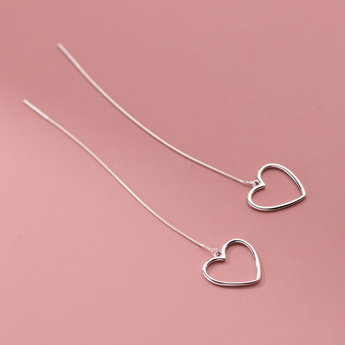 Eloch Eloch S925 amor de plata esterlina orejas huecas en forma de corazón orejas largas para mujeres M03522 image 5