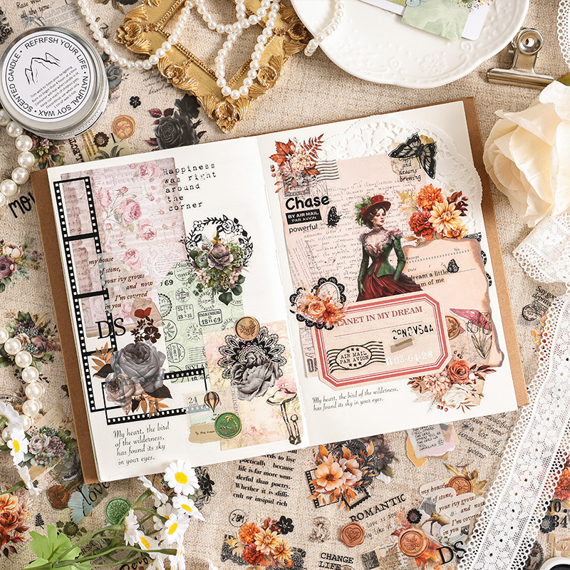 Botones de flores de malla pet transparente pegatinas impermeables DIY pegatinas de material pegatinas de decoración retro pegatinas de papelería