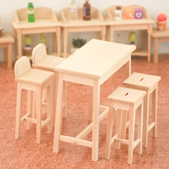 1/12dollhouse dollhouse mini play house toy European style high-legged coffee table and chair set model