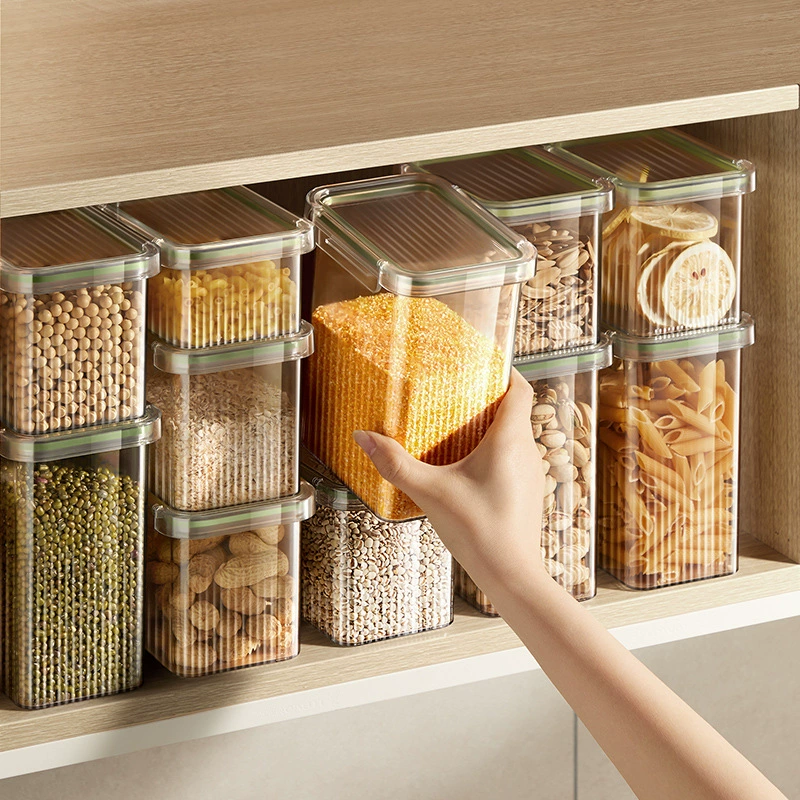 Корейский стиль герметичный квадратный контейнер для свежих продуктов, хранение злаков, соевых бобов, пластиковая бутылка, домашний