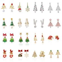 欧美跨境时尚圣诞节耳环可爱卡通时尚圣诞树圣诞老人耳钉节日耳饰