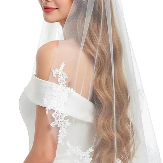 Simple Wedding Veil, Retro French Style, High-End Lace, Palace-Style Soft Veil, Photo Shoot, Wedding Bride's Veil